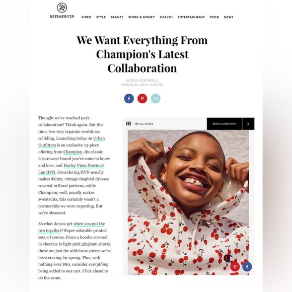 Champion + HVN for Urban Outfitters Cheery Hoodie Sweatshirt, S - Picture 12 of 16